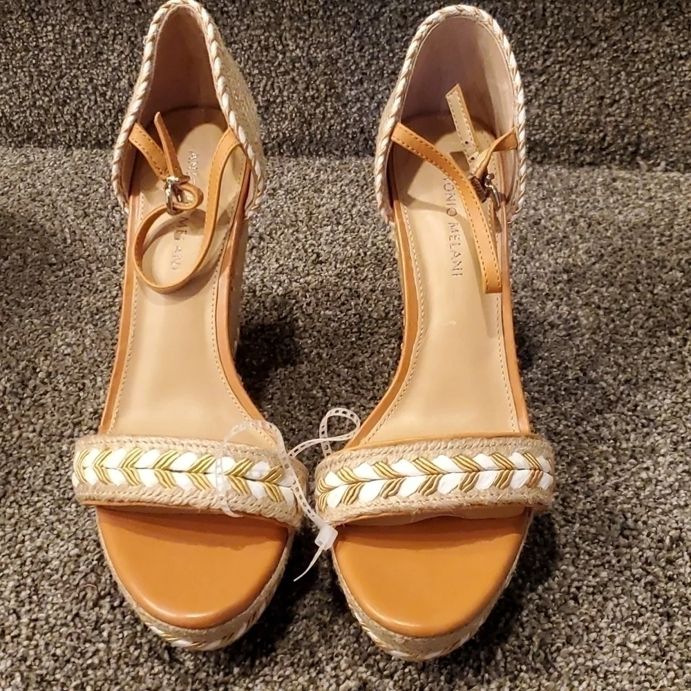 NWOT Antonio Melani Comfort Espadrille open toe sandals boho platform sz 9.5